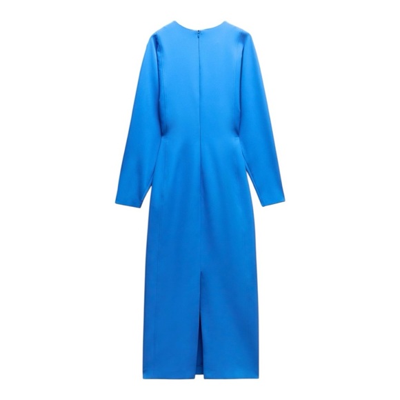 💙 ZARA Crepe Cobalt Blue Midi Dress | Size S | New - Picture 3 of 8
